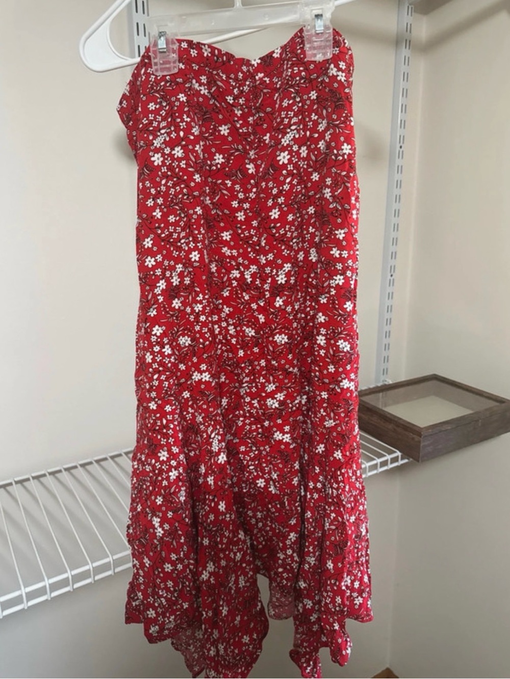 Max Studio Red Floral Midi Skirt